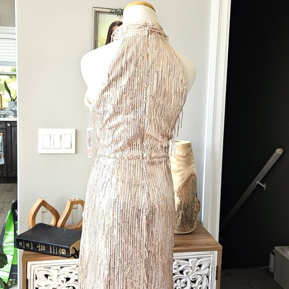 NWT R&M Richards Gold Sequin Maxi Dress, Sz 10 - Picture 8 of 11